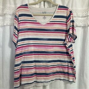 Croft & Barrow “The Classic Tee” boxy striped t-shirt 100% cotton size 1X